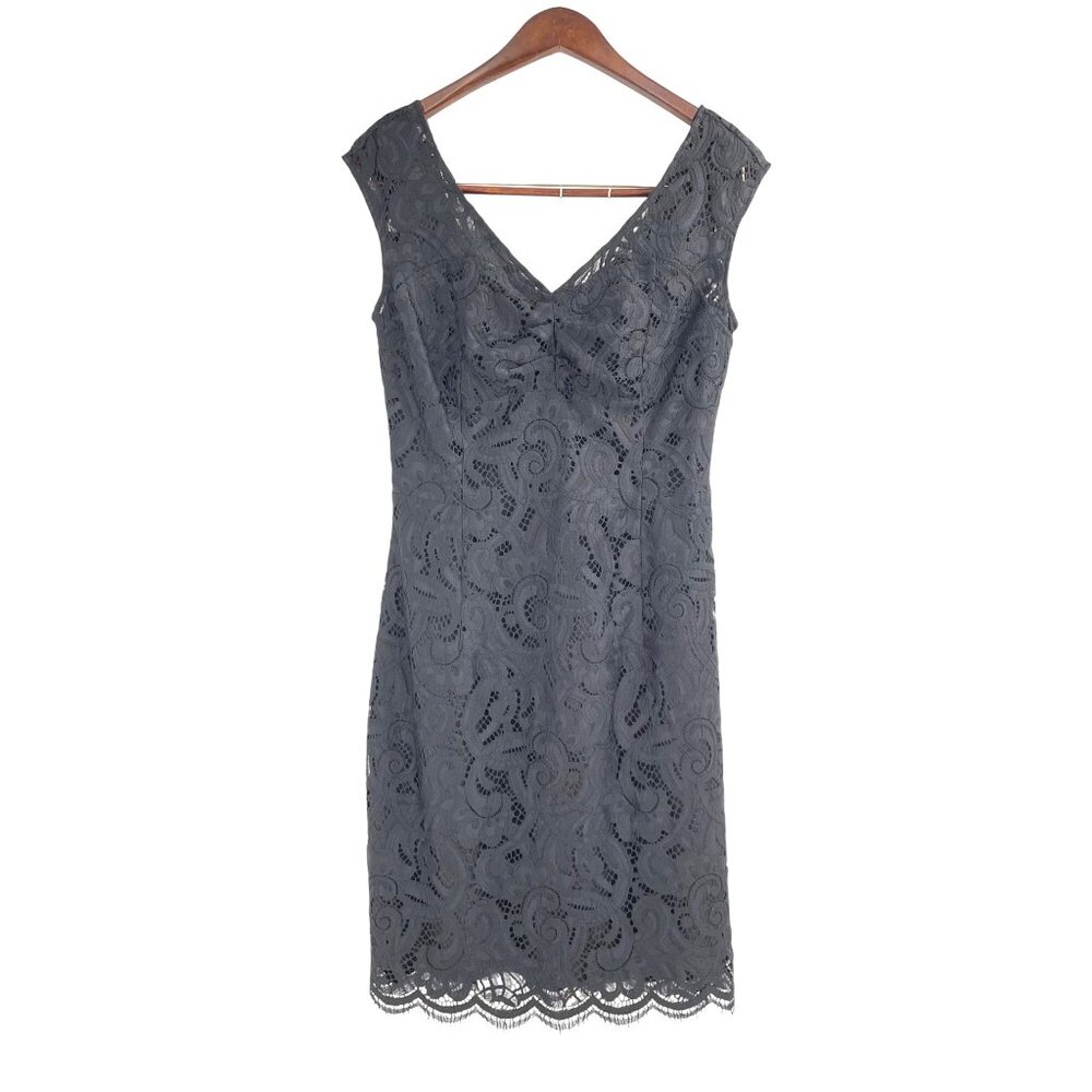Lilly Pulitzer Rosaline Black About Face Womens Sheath Dress Size 8 Lace Overlay